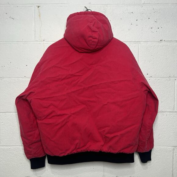 Vintage Polar King Quilted Canvas Hooded Jacket “Red Black” - Picture 2 of 10